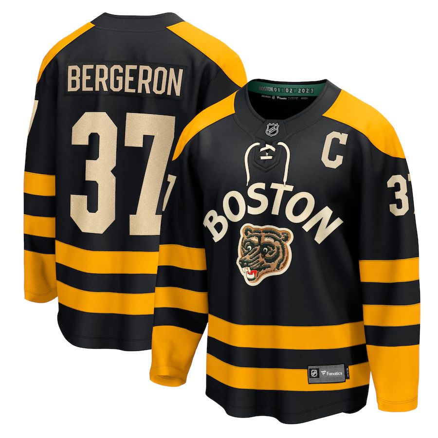 Men Boston Bruins #37 Patrice Bergeron Fanatics Branded Black 2023 Winter Classic Player NHL Jersey->boston bruins->NHL Jersey
